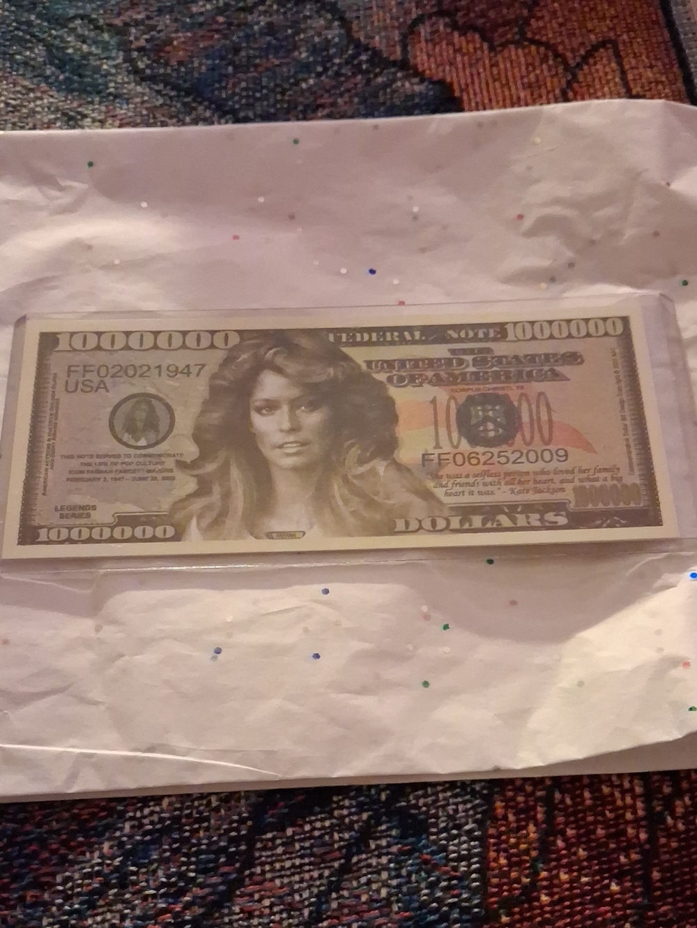 Novelty Million Dollar Art Print - Gold Tone Decorative Wall Accent